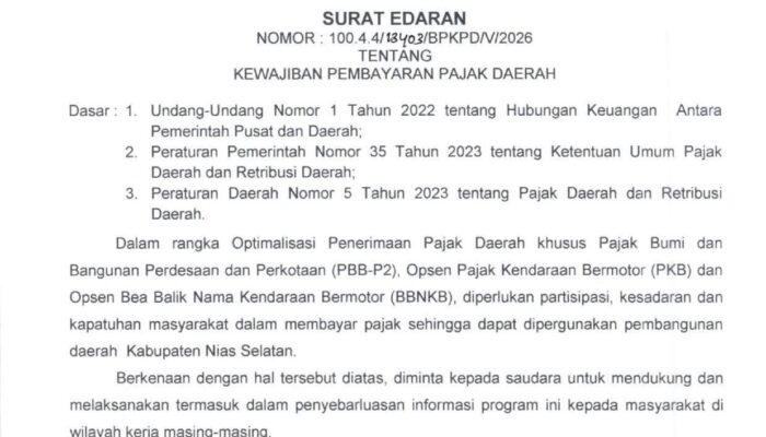 Pemkab Nias Selatan Wajibkan Kendaraan Plat Luar Mutasi ke Seri W, Ini Alasannya!