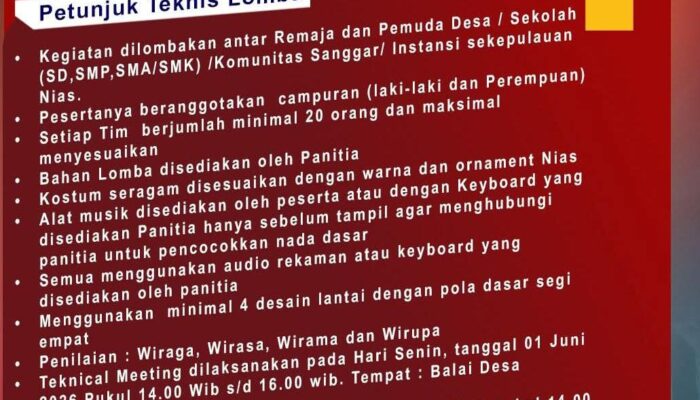 Lestarikan Budaya, Desa Hilisimaetano Gelar Lomba Maena Kreasi 2026